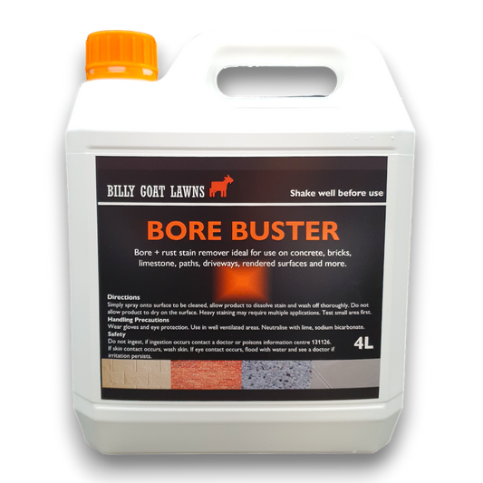 Bore Buster 4L bore water iron stain remover bottle – concentrated formula for heavy iron staining on concrete and tiles