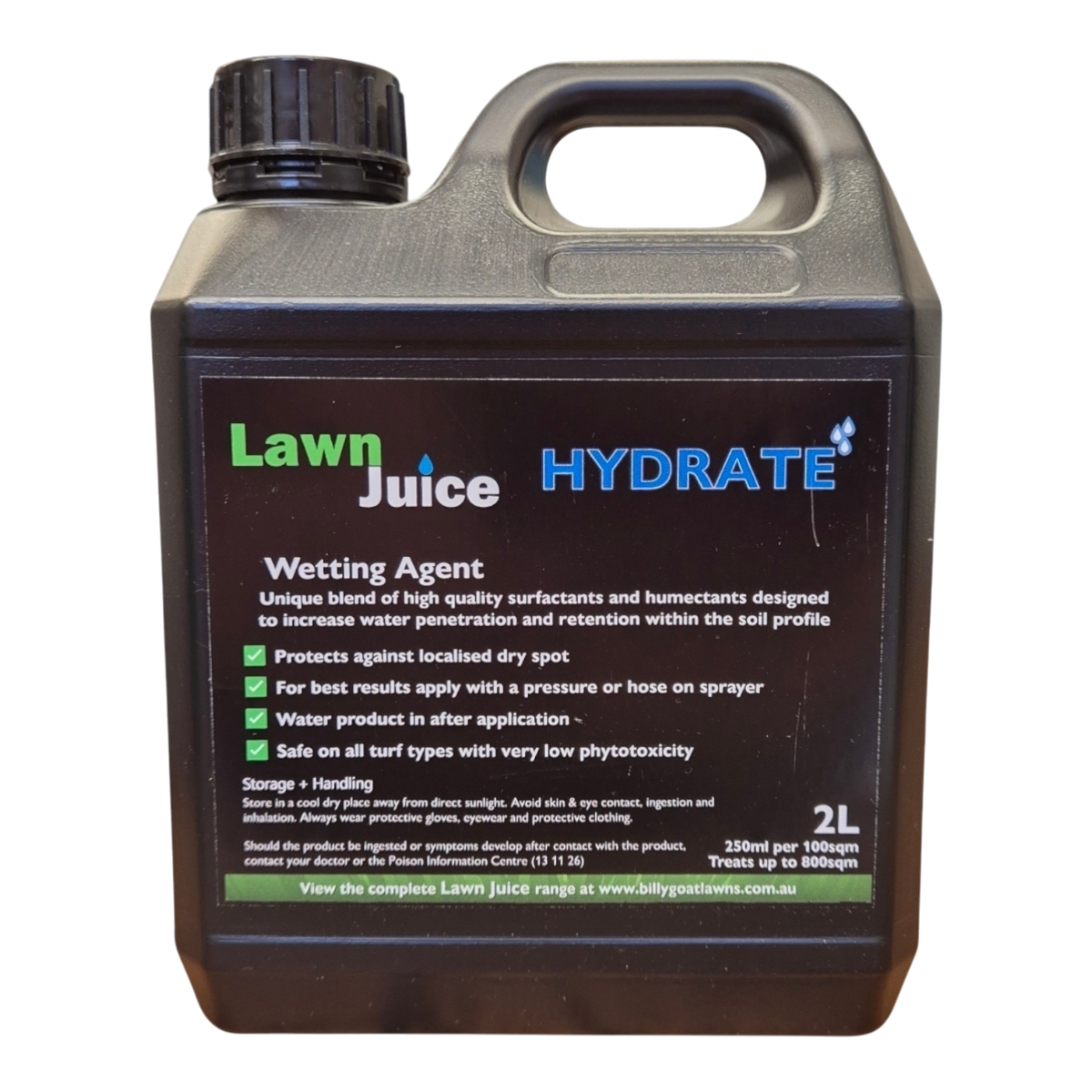 Lawn Juice Hydrate concentrated wetting agent bottle – for dry patches and hydrophobic soil in Australian lawns