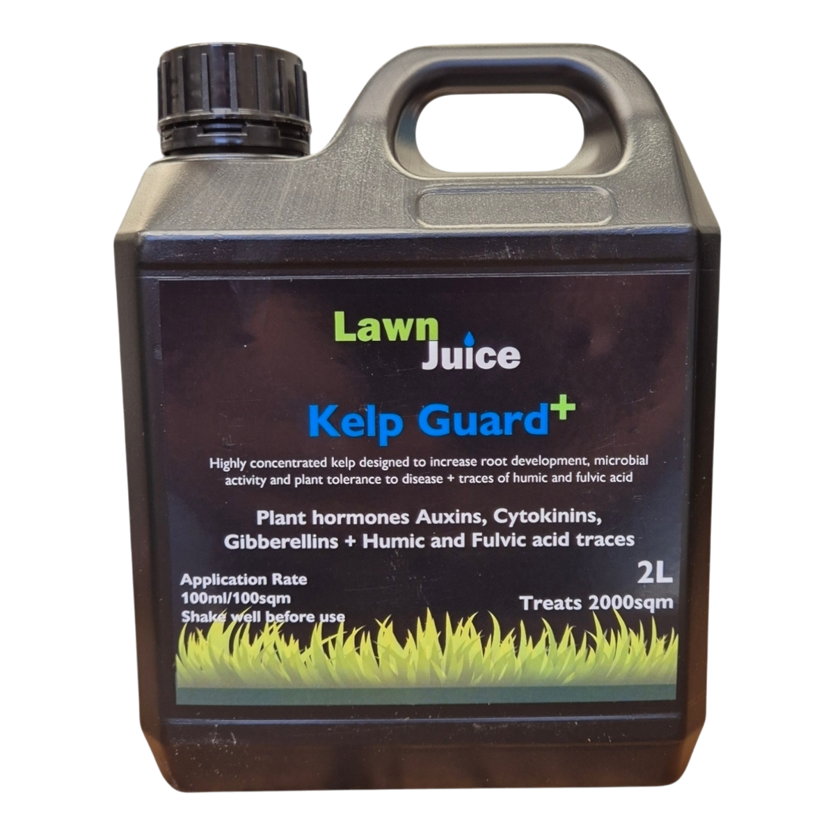 Lawn Juice Kelp Guard+ liquid seaweed biostimulant bottle – for root development, disease resilience and heat stress protection