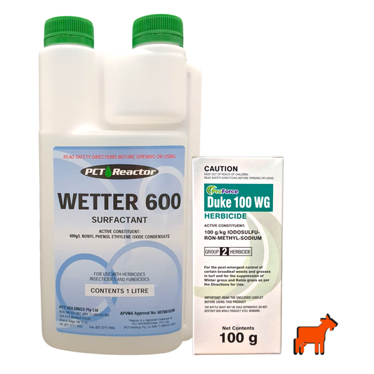 ProForce Duke 100g selective herbicide for bindii, clover, onion weed and guildford grass in Australian lawns