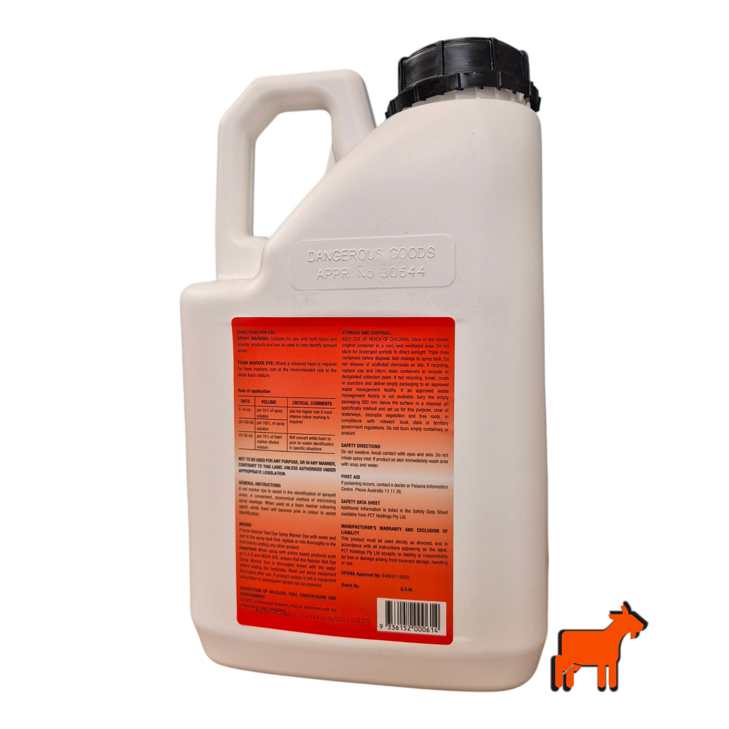Reactor Red Dye Spray Indicator used to mark herbicide and fertiliser spray coverage on Australian lawns