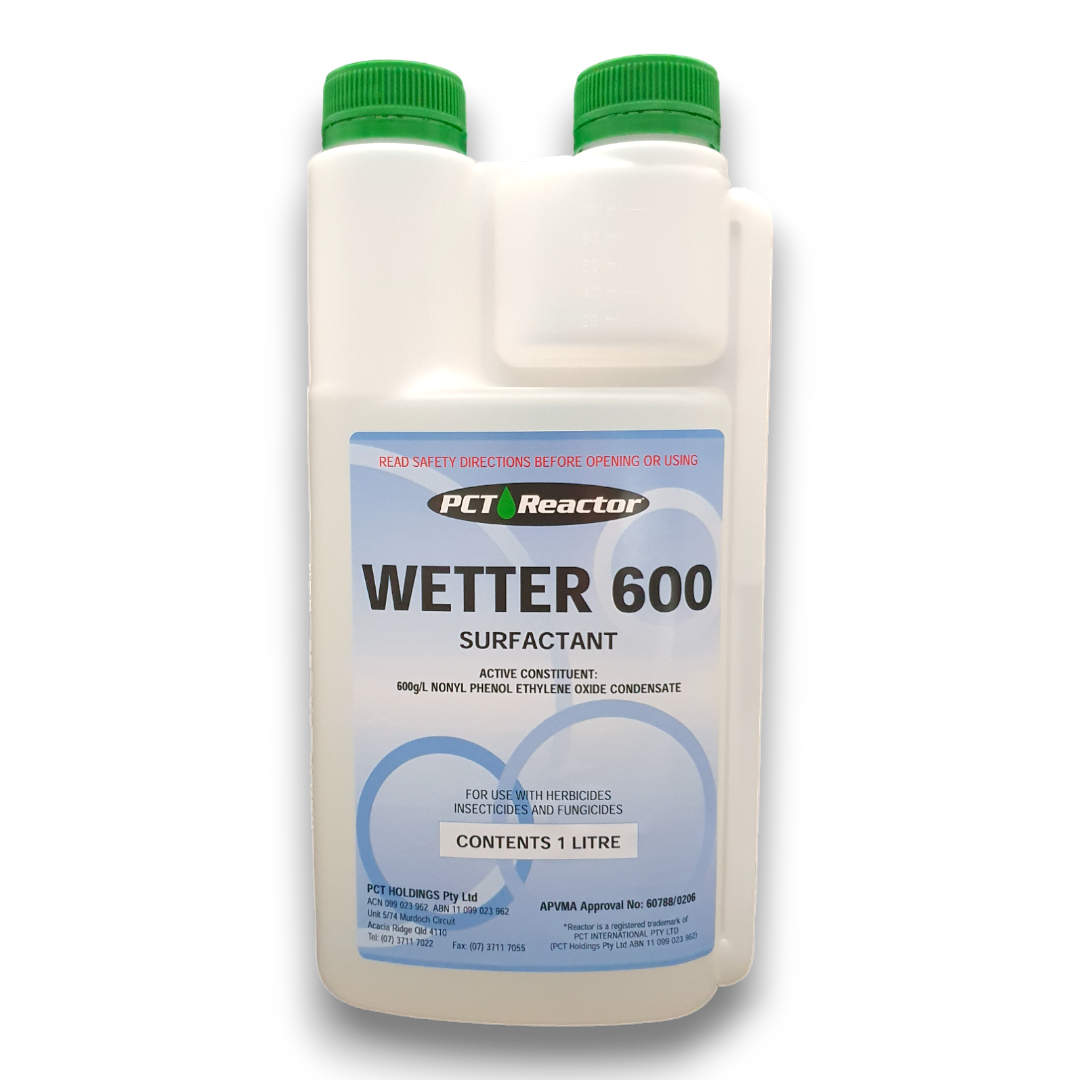 Reactor Wetter 600 surfactant for improving herbicide adhesion and coverage on waxy weeds