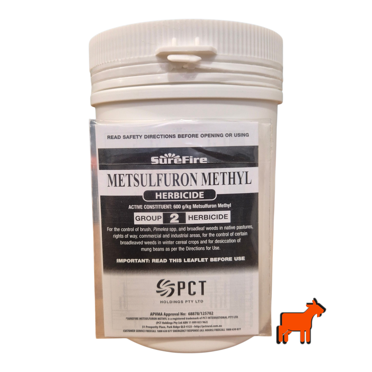 Surefire Metsulfuron Methyl Herbicide 500g for onion weed, Guildford grass, oxalis and broadleaf weed control label