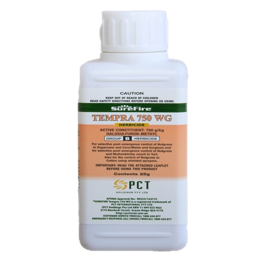 Surefire Tempra 750 WG granular herbicide 25g sachet for selective nutgrass control