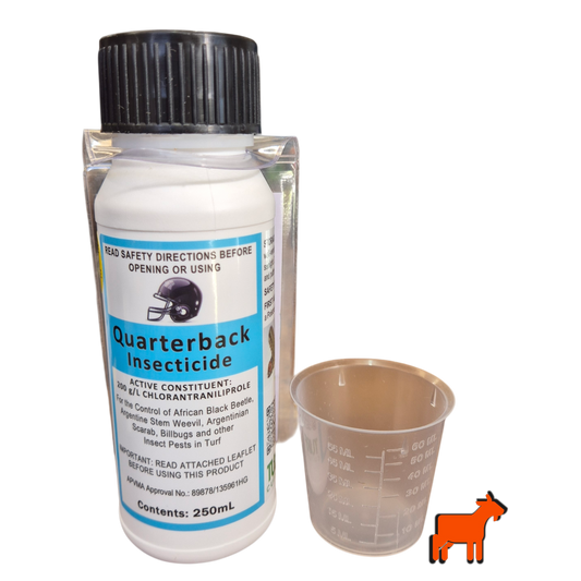 Quarterback Insecticide and measuring cup