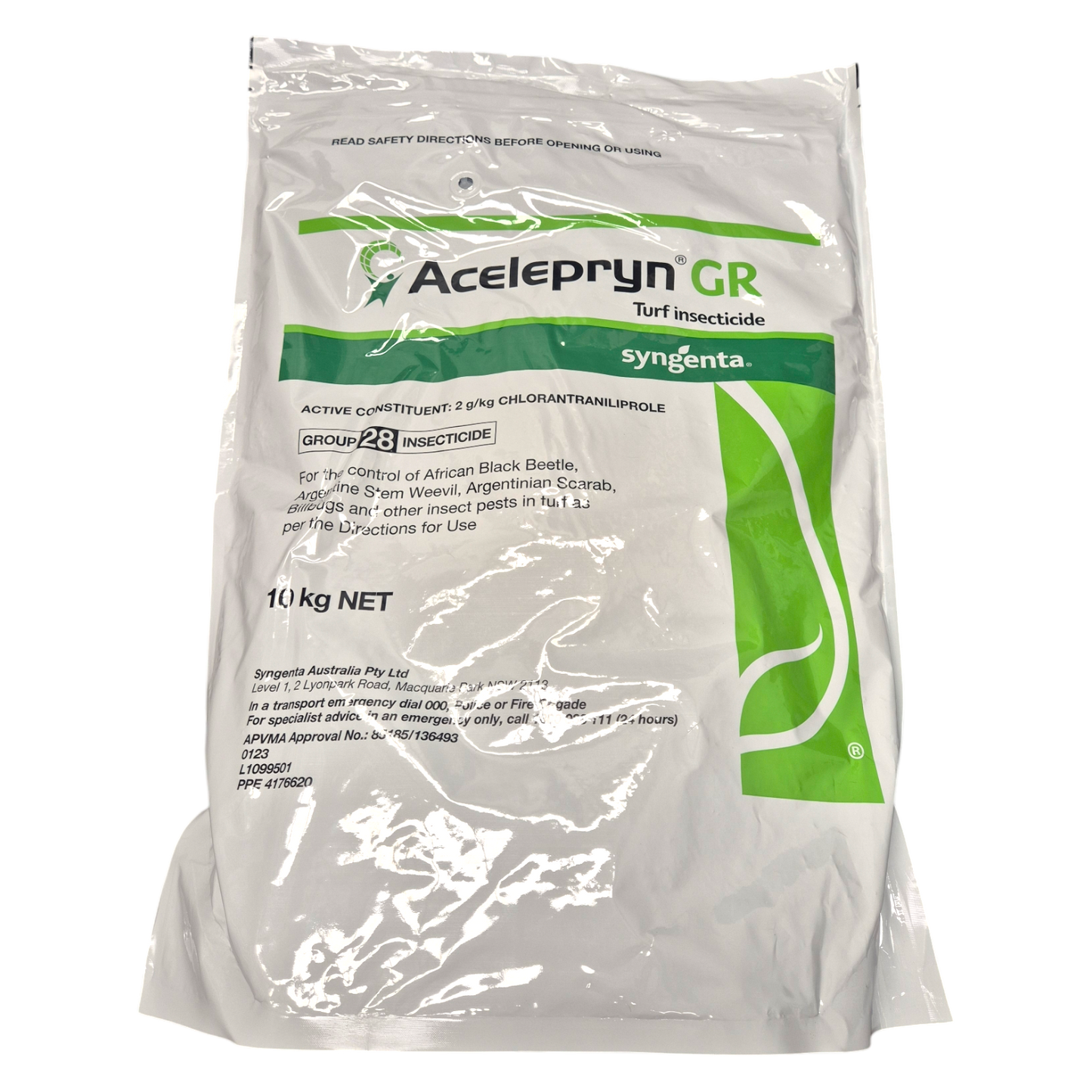 Acelepryn GR granular insecticide being spread on Australian lawn for lawn grub prevention