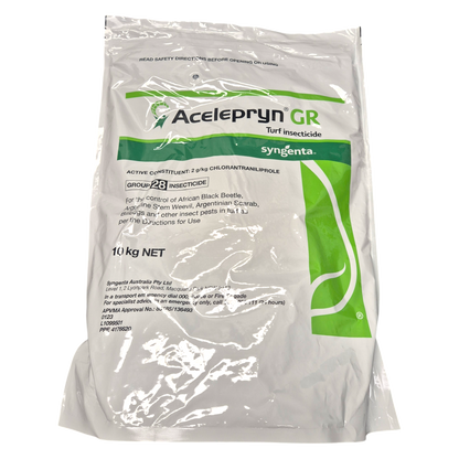 Acelepryn GR granular insecticide being spread on Australian lawn for lawn grub prevention