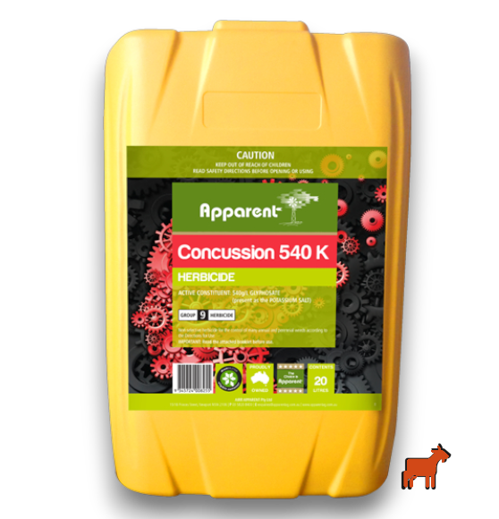 Apparent Concussion 540g/L glyphosate 20L drum – non-selective systemic weed killer