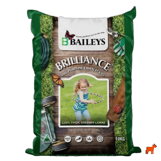 Baileys Brilliance with Grosorb 20kg phosphate-free granular fertiliser for coastal and WA lawns