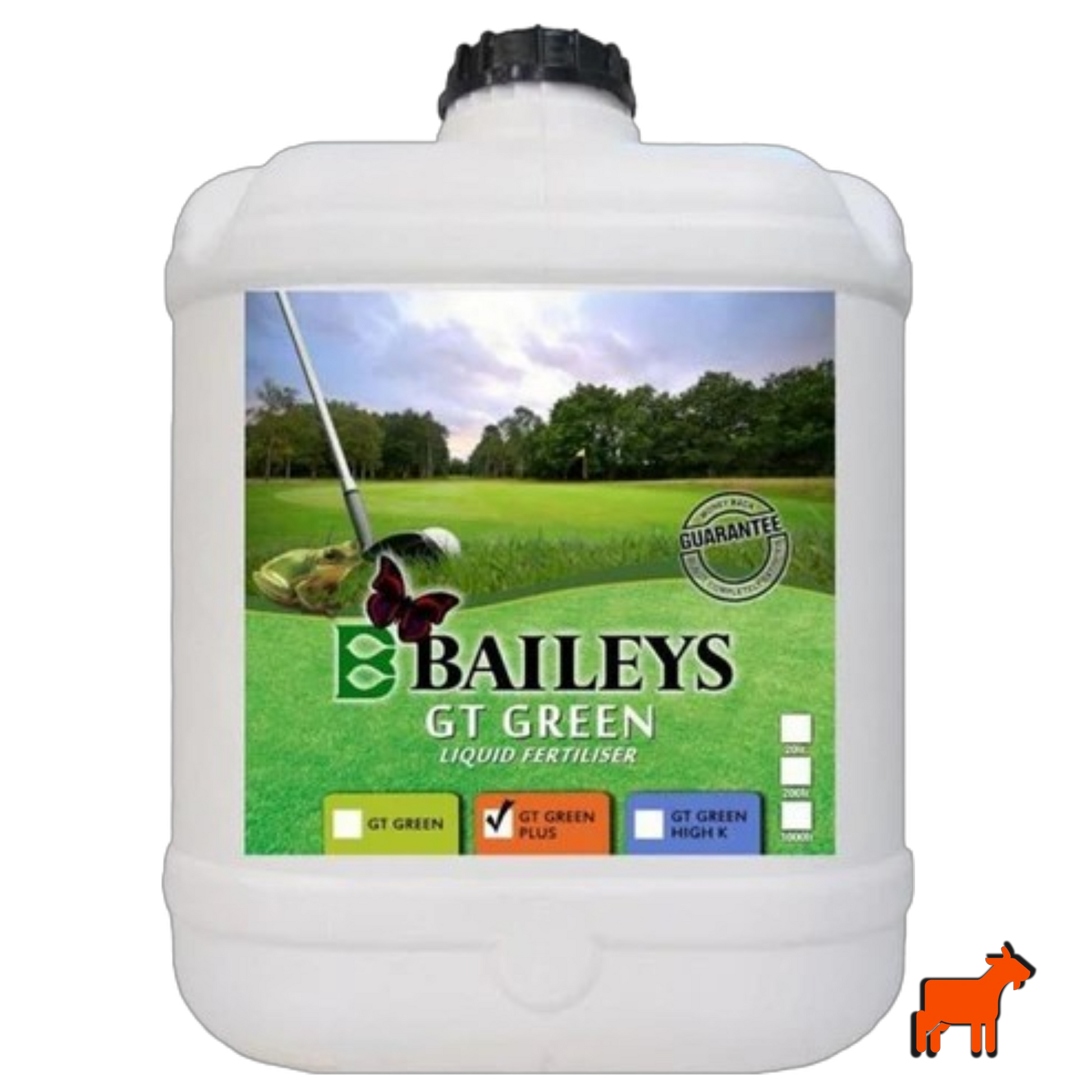 Baileys GT Green Plus 20L liquid iron and nitrogen fertiliser – 4.3% Fe and 2% Mn for deep green lawn colour