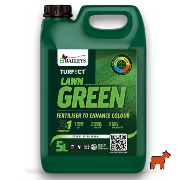 Baileys Lawn Green 5L liquid iron and manganese fertiliser for medium to large lawn areas