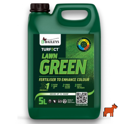 Baileys Lawn Green 5L liquid iron and manganese fertiliser for medium to large lawn areas