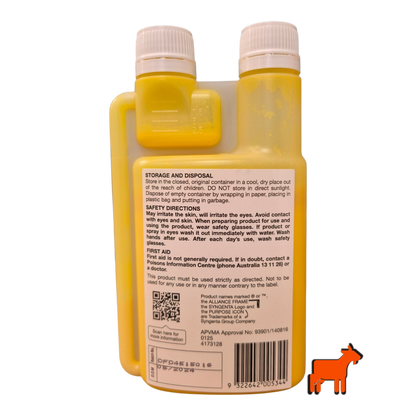Back label of Barricade 250ml pre-emergent herbicide showing Prodiamine active ingredient and application rates