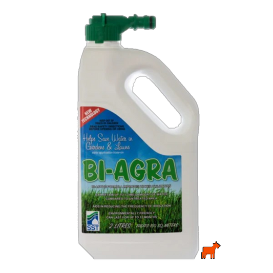 Bi-Agra 2L lawn water retention treatment – retains up to 5 times more moisture and reduces irrigation by 50%
