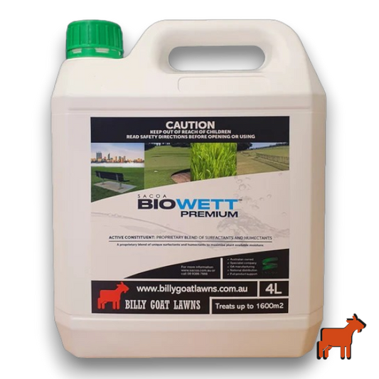 Biowett Premium soil wetting agent by SACOA – surfactant and humectant formulation for dry patch and LDS control in Australian turf