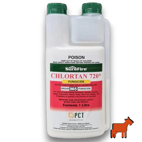 Surefire Chlortan 720 1L Chlorothalonil broad spectrum fungicide for brown patch and dollar spot control in turf