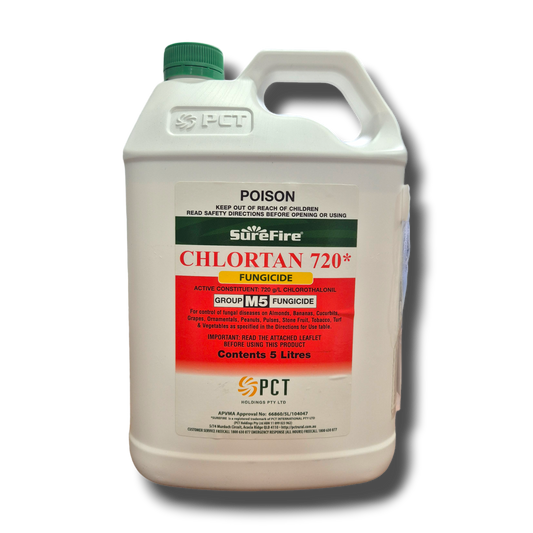 Chlortan 720 Fungicide product label showing Chlorothalonil 720g/L active ingredient and application rates