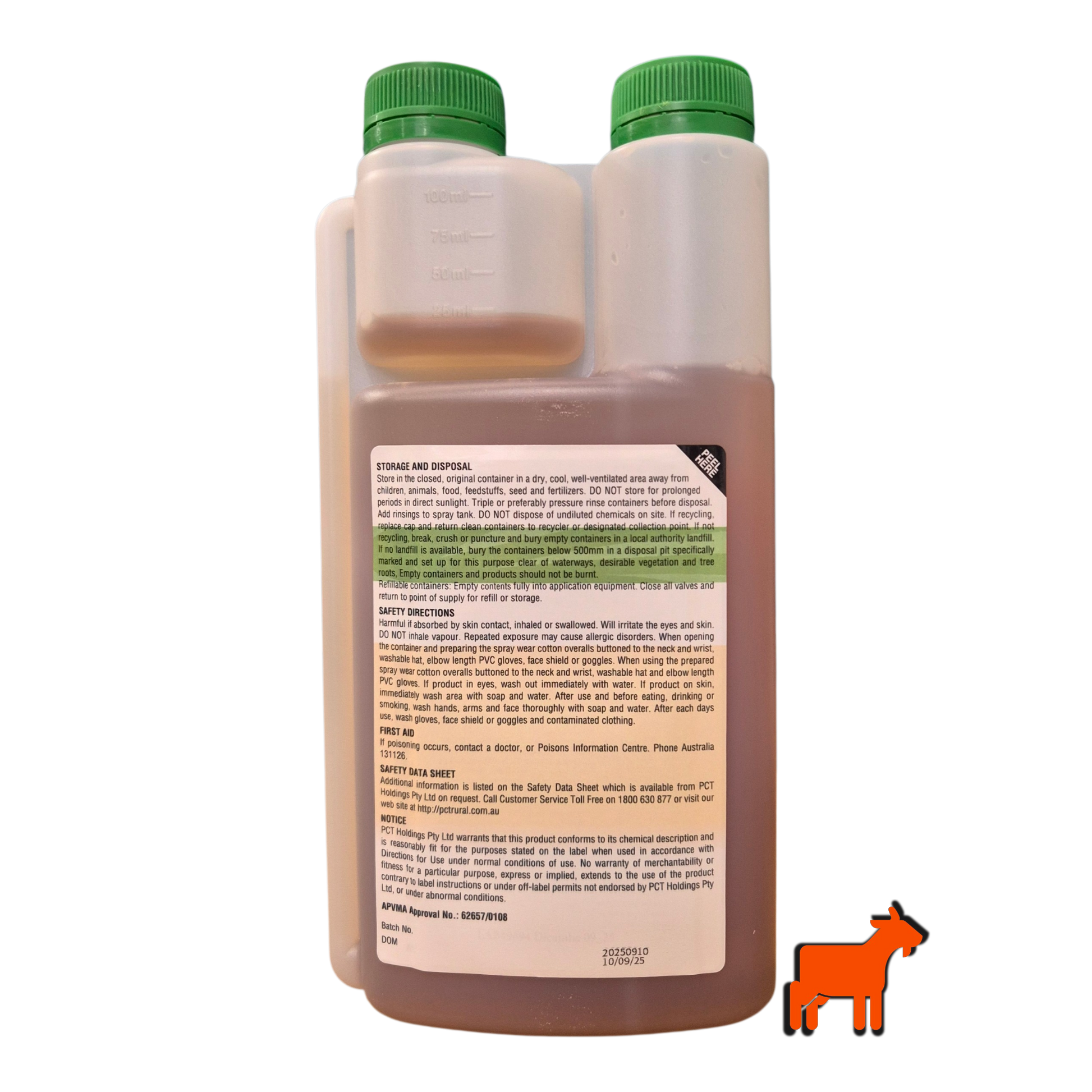 Back view of Dicamba M herbicide packaging for lawn weed control