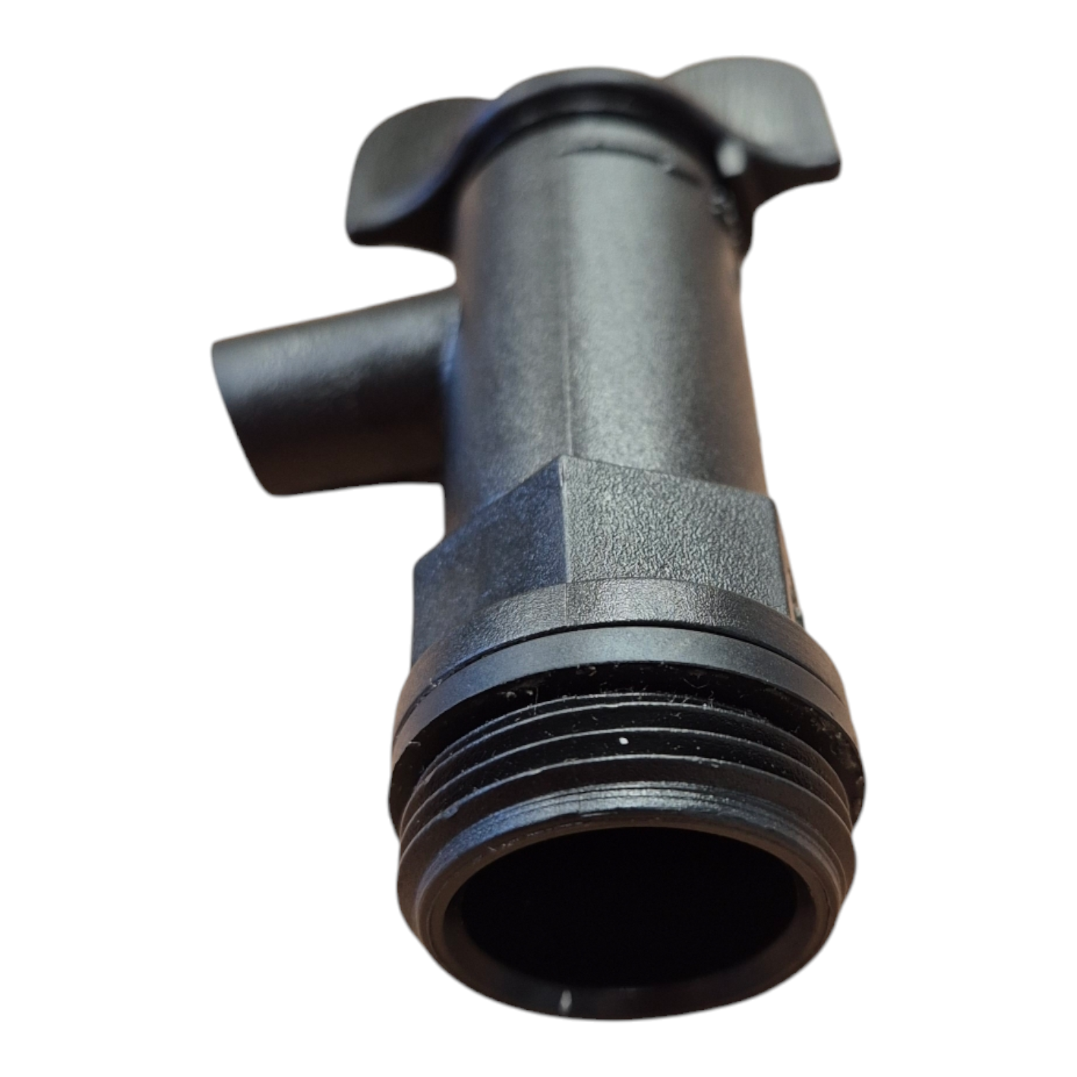 Close-up of drum tap 20mm bung thread fitting for chemical and fertiliser drums