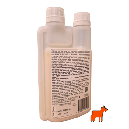 Estate Herbicide 250ml back label showing active ingredients MCPA, Clopyralid and Diflufenican