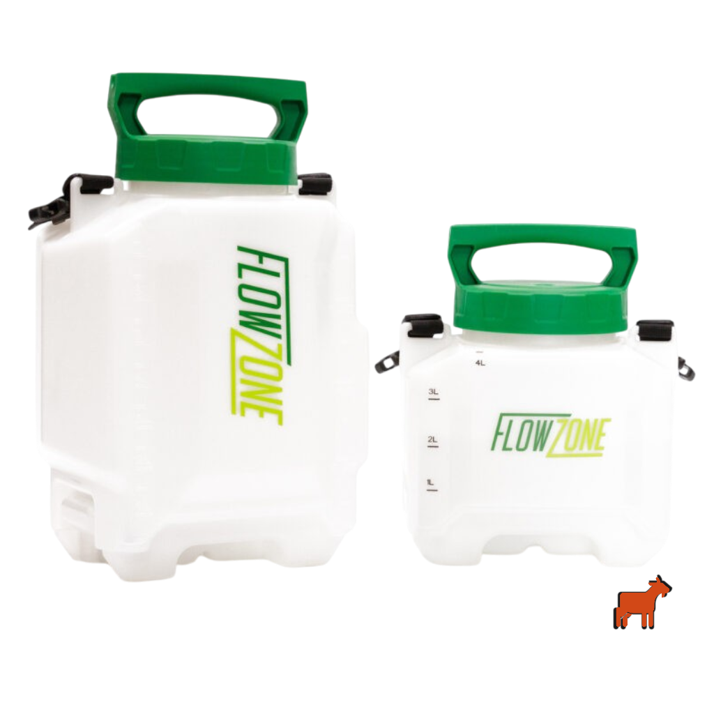 FlowZone Microburst 4 litre and 7 litre interchangeable swap tanks side by side