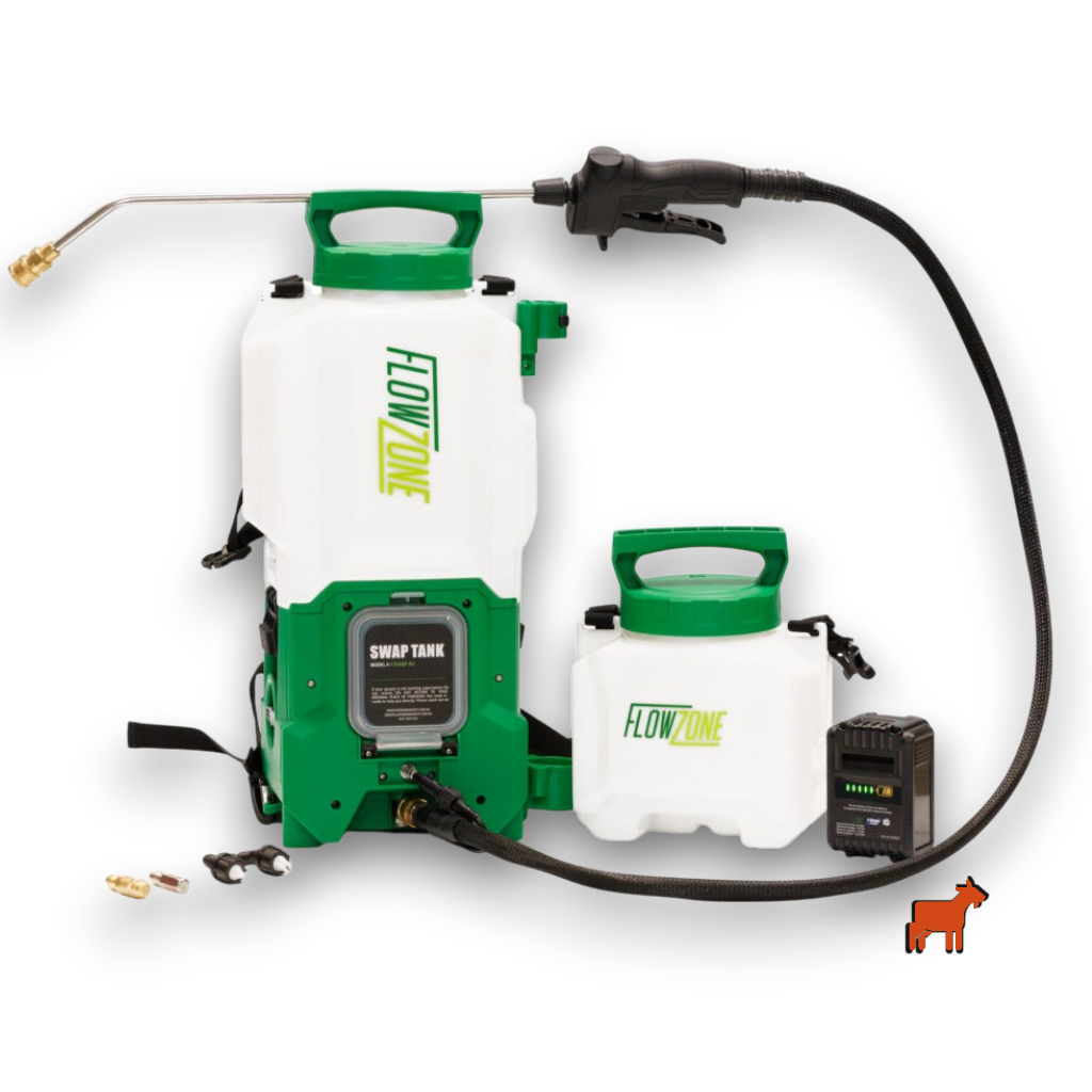FlowZone Microburst battery backpack sprayer with swap tank system – full product shot