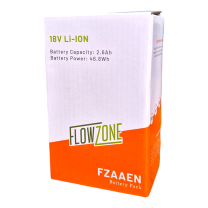 FlowZone Zephyr 3 rechargeable 18V 2.6Ah lithium-ion battery compartment