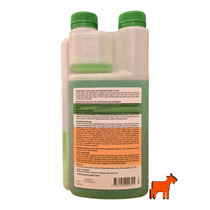 Glyphosate 360 1L back label showing application rates, dilution guide and safety directions