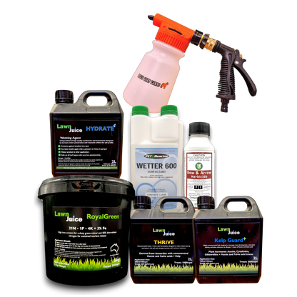 Complete spring lawn care bundle with hose-on sprayer and professional lawn treatment products
