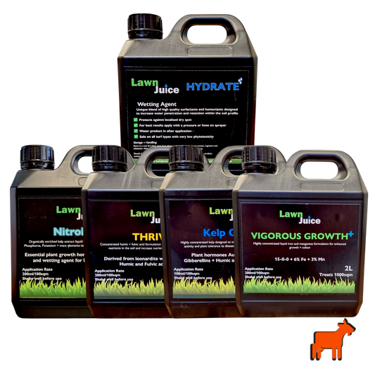 Lawn Juice complete liquid bundle – Hydrate, NitroKelp, Thrive, Kelp Guard+ and Vigorous Growth+ (2L)
