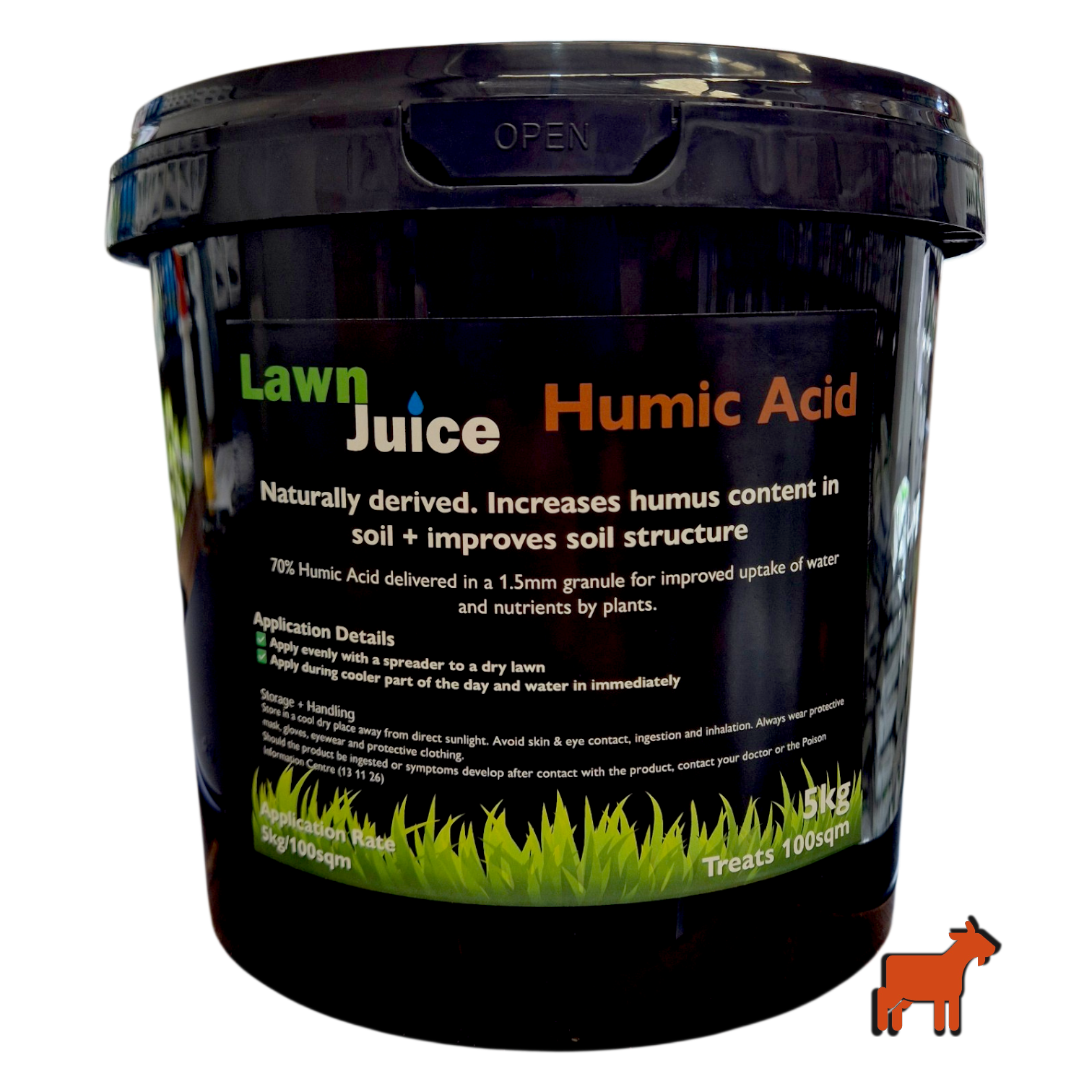 Lawn Juice Humic Acid 70% granule 1.5-2.0mm certified organic soil amendment for Australian lawns – product shot