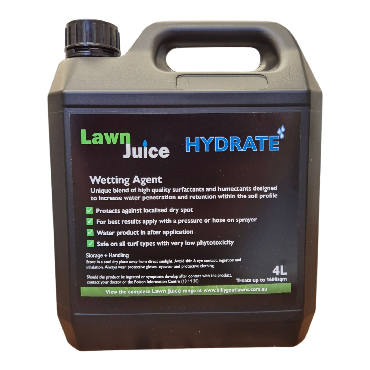Lawn Juice Hydrate 2L concentrated wetting agent bottle for Australian lawns