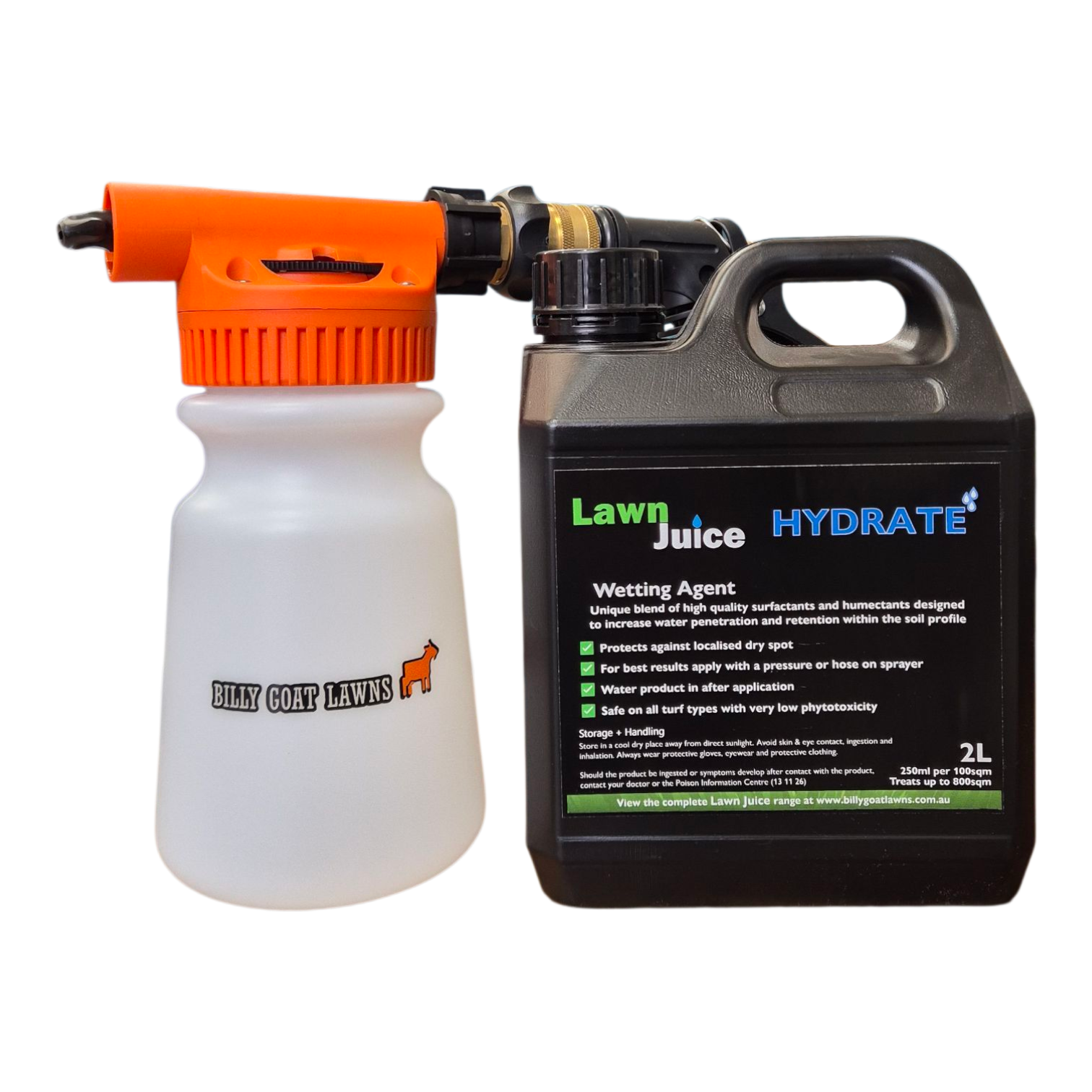 Lawn Juice Hydrate 2L with hose-on sprayer option included for easy application