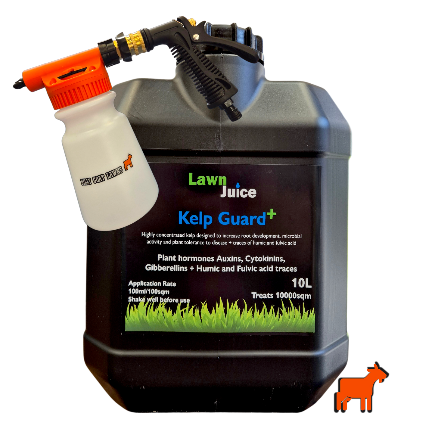 Lawn Juice Kelp Guard+ 10L concentrated liquid kelp biostimulant with sprayer for large lawns and commercial turf