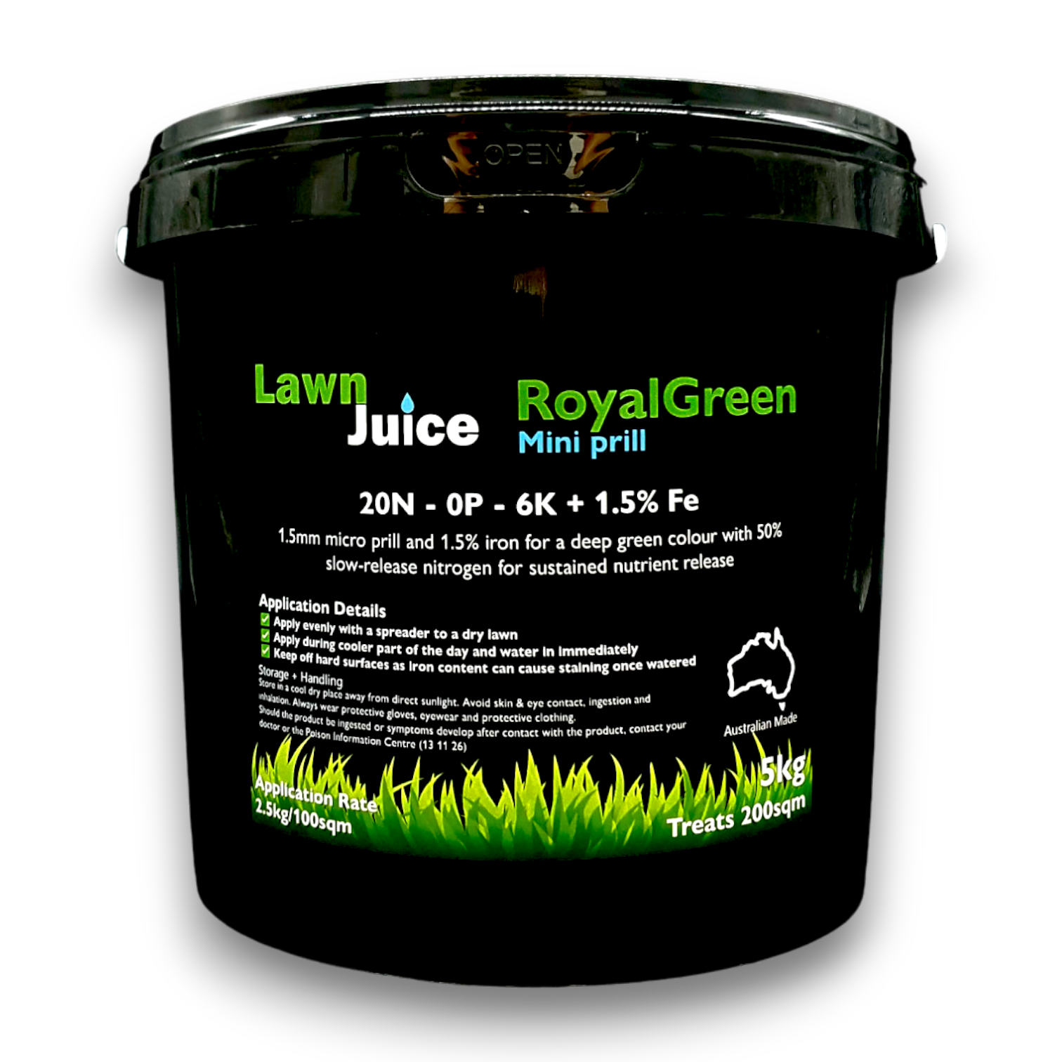 Lawn Juice RoyalGreen Mini-prill granular fertiliser 5kg bag – 50% slow release nitrogen for Australian lawns