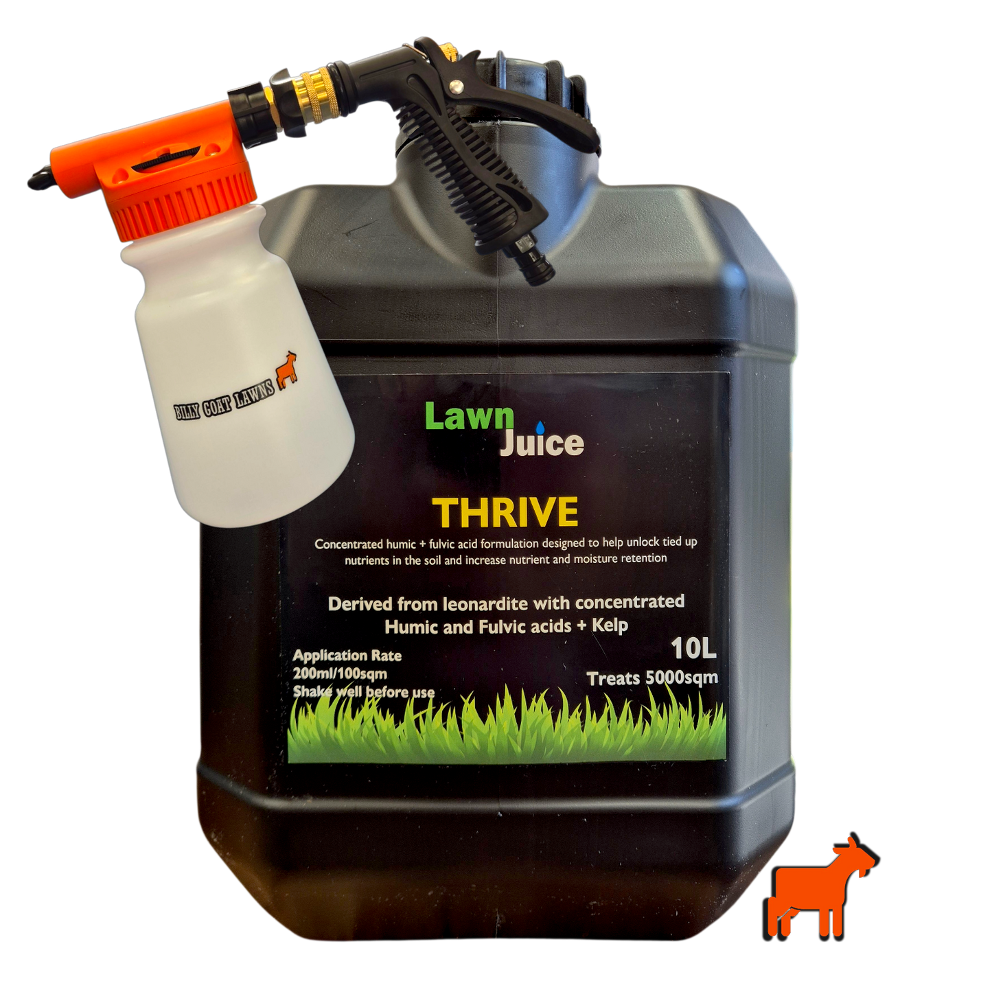 Lawn Juice Thrive 10L soil conditioner with sprayer for large lawns and commercial turf applications