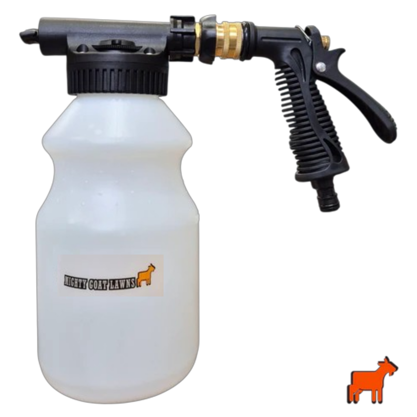 Mighty Goat Lawns hose-on sprayer 1L and 2L product range in black