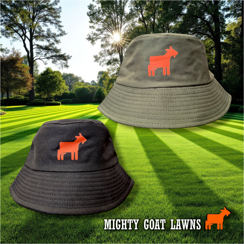 Bucket hat worn during lawn mowing and garden maintenance in Australian backyard