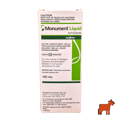 Monument Herbicide 100ml bottle by Syngenta – selective turf herbicide for couch lawns