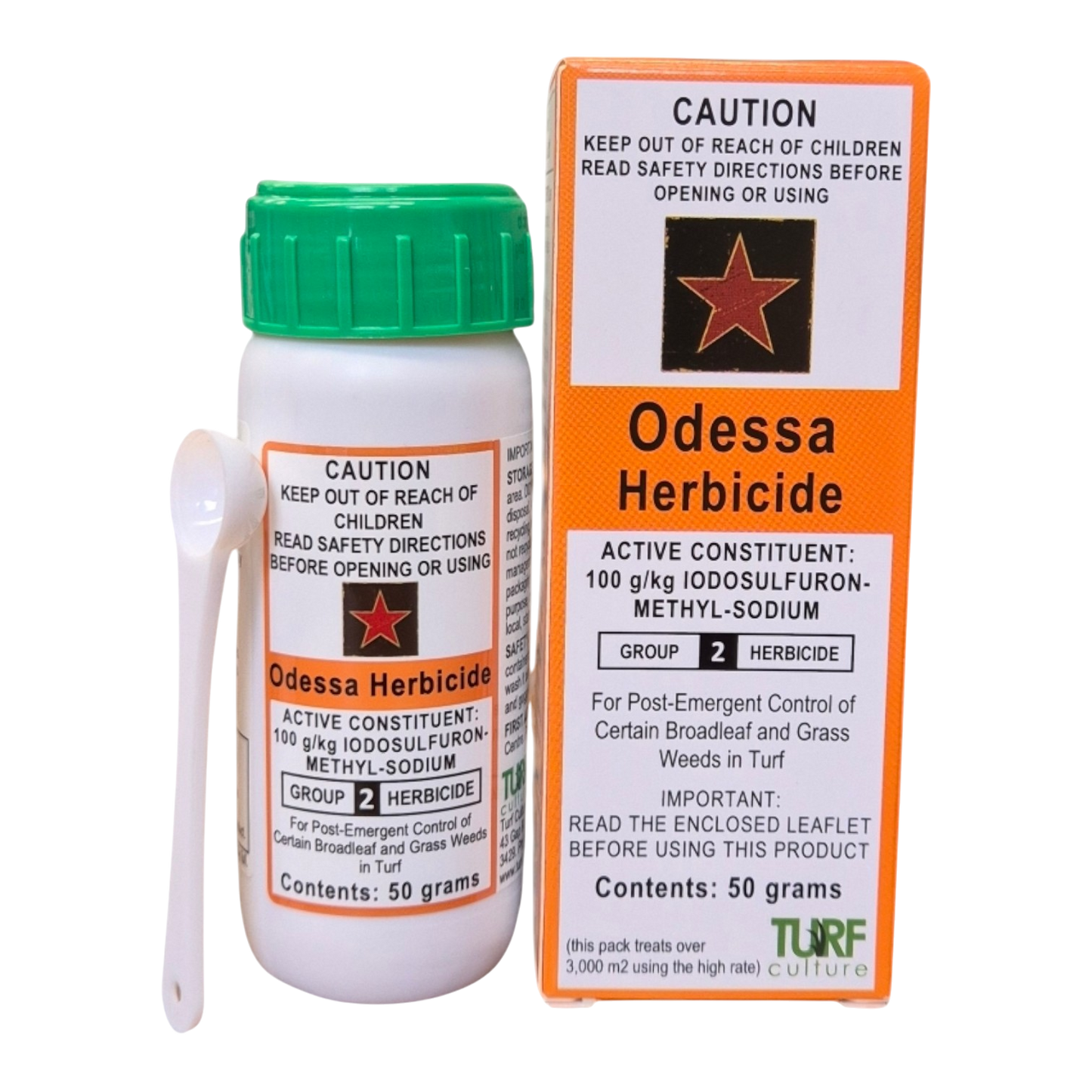 Odessa Herbicide bottle – selective post-emergent weed killer safe on Buffalo, Couch and Kikuyu lawns