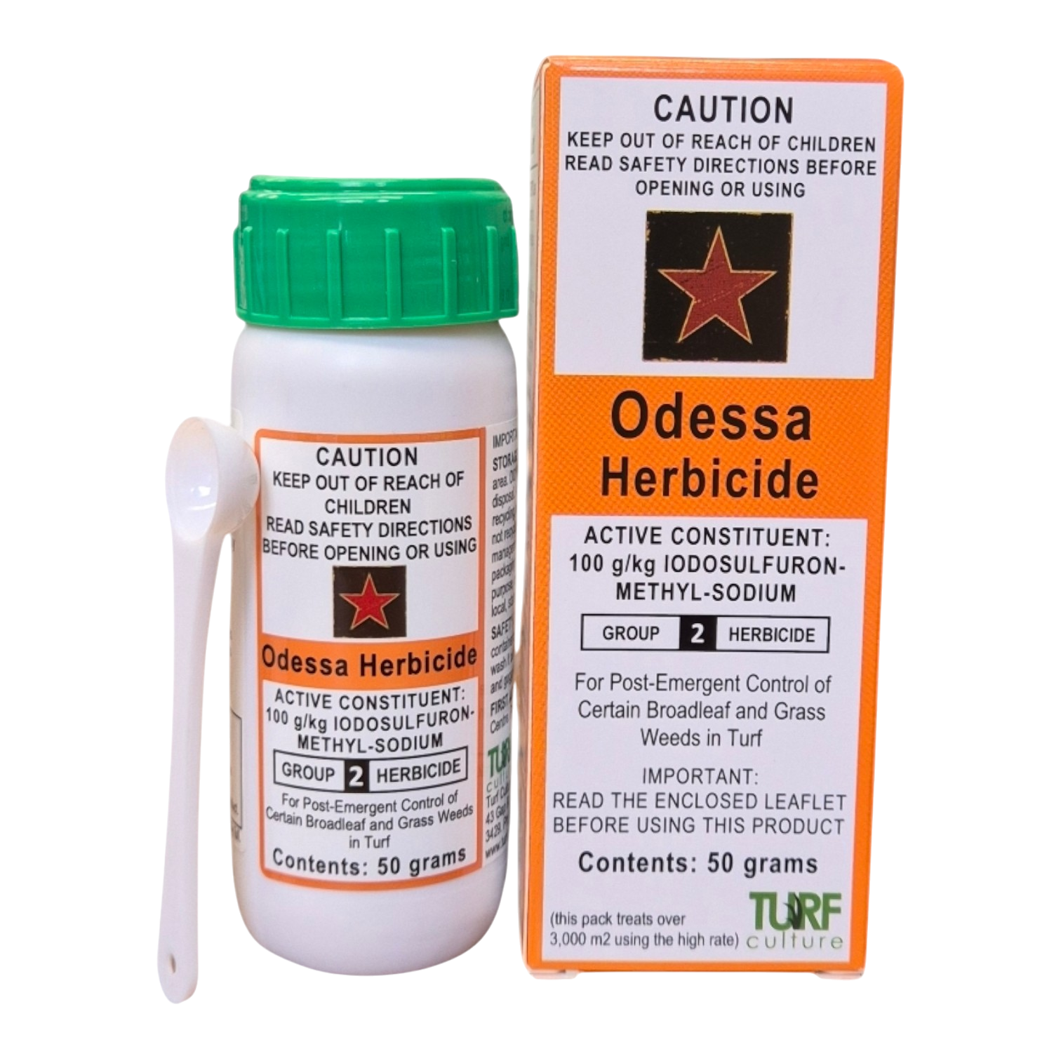 Odessa Herbicide bottle – selective post-emergent weed killer safe on Buffalo, Couch and Kikuyu lawns