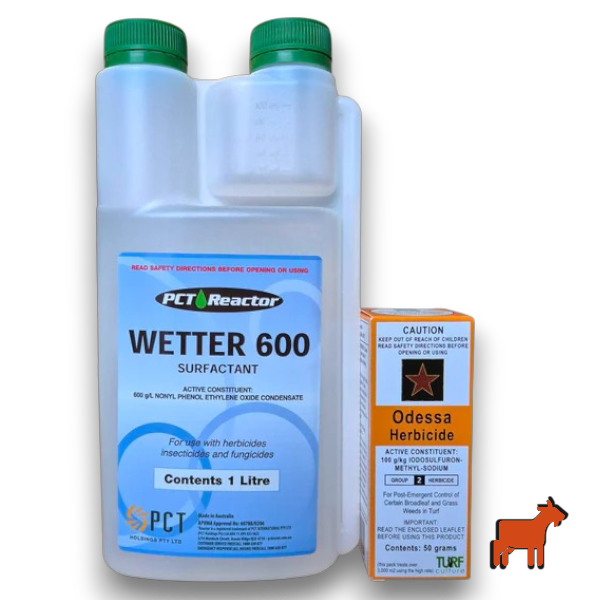 Odessa Herbicide and Wetter 600 surfactant bundle for onion weed, guildford grass and ryegrass control