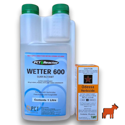 Odessa Herbicide and Wetter 600 surfactant bundle for onion weed, guildford grass and ryegrass control