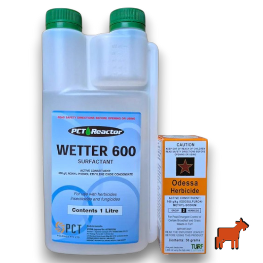 Odessa Herbicide and Wetter 600 surfactant bundle for onion weed, guildford grass and ryegrass control