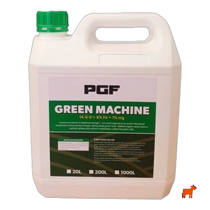 PGF Green Machine 4L liquid iron and nitrogen fertiliser – 14%N, 6%Fe for deep green lawn colour