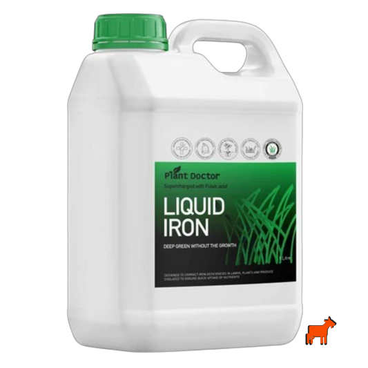 Plant Doctor Liquid Iron 1L front product shot – 7%Fe liquid iron fertiliser with fulvic acid for deep green lawn colour