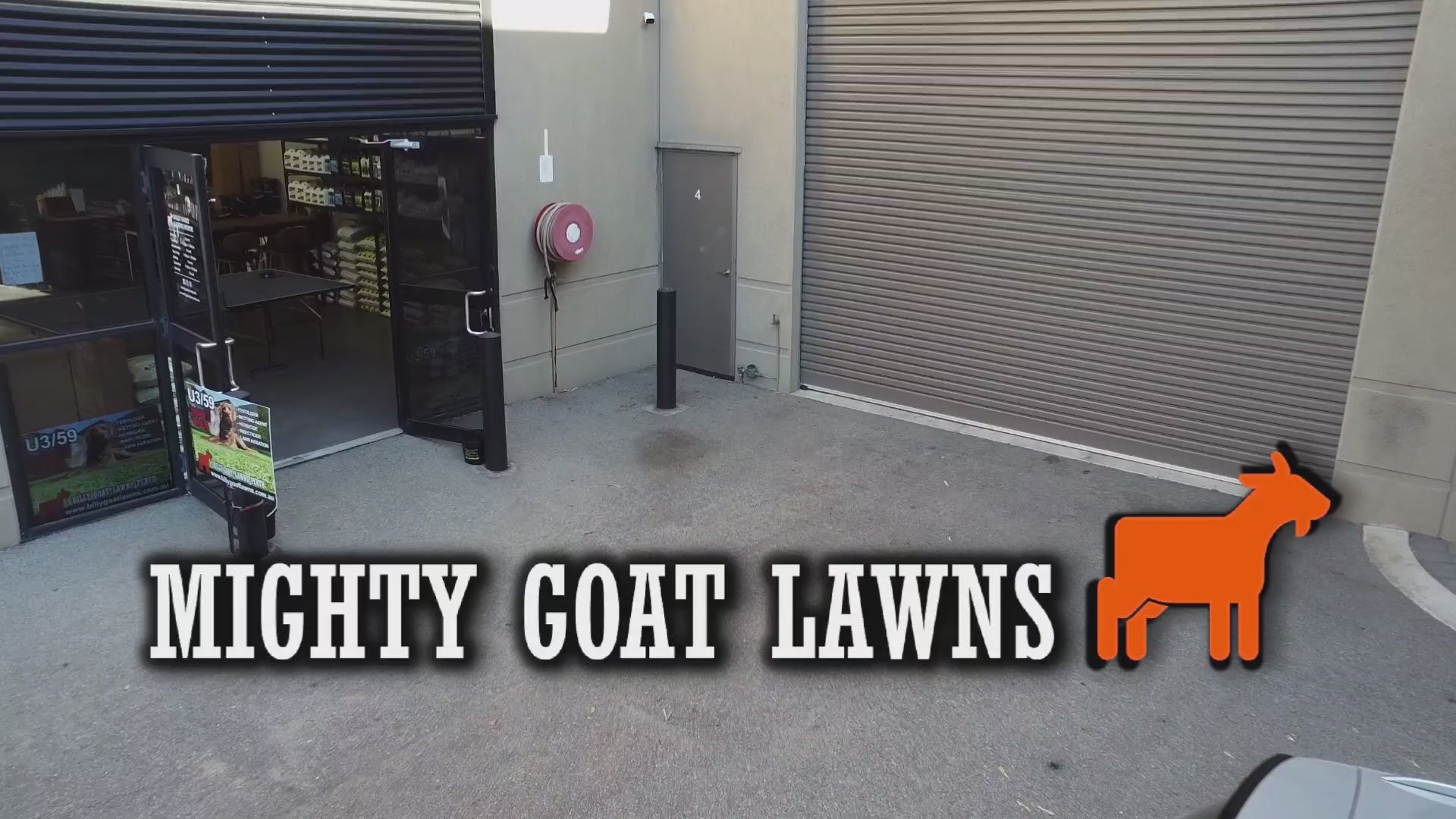 Load video: Mighty Goat Lawns Warehouse