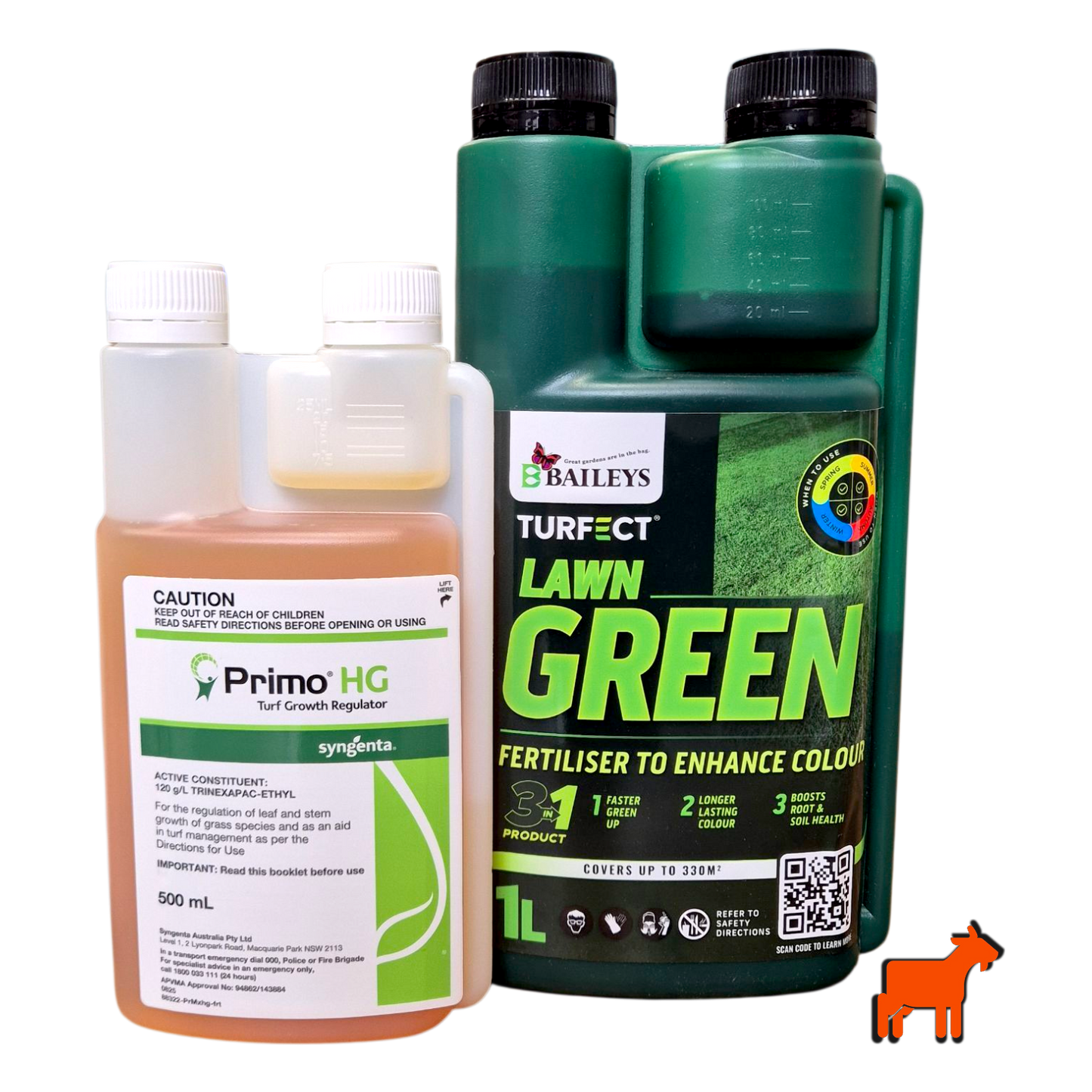 Primo PGR 500ml and Baileys Liquid Iron 1L lawn growth regulator and iron bundle