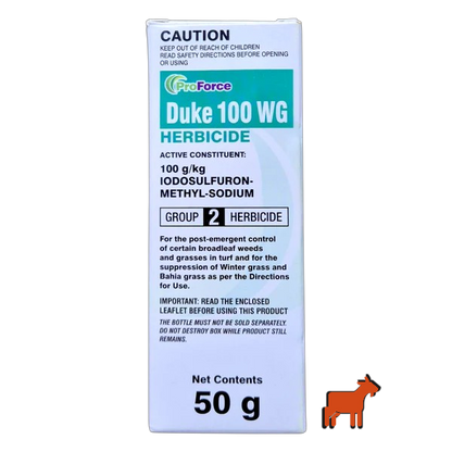 ProForce Duke 100WG herbicide 50g pack for onion weed, Guildford grass and broadleaf weed control