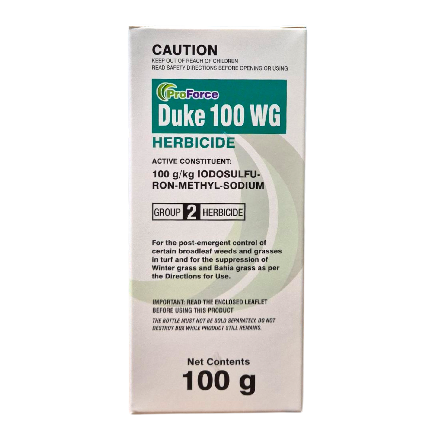 ProForce Duke herbicide label showing registered weed targets including onion weed and broadleaf weeds